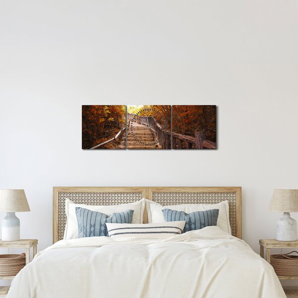 Kép - Lépcsők a természetben ősszel (órával) (90x30 cm)