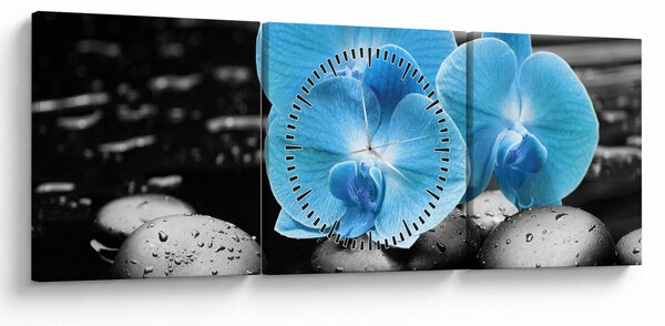 Kép - Kék orchidea (órával) (90x30 cm)