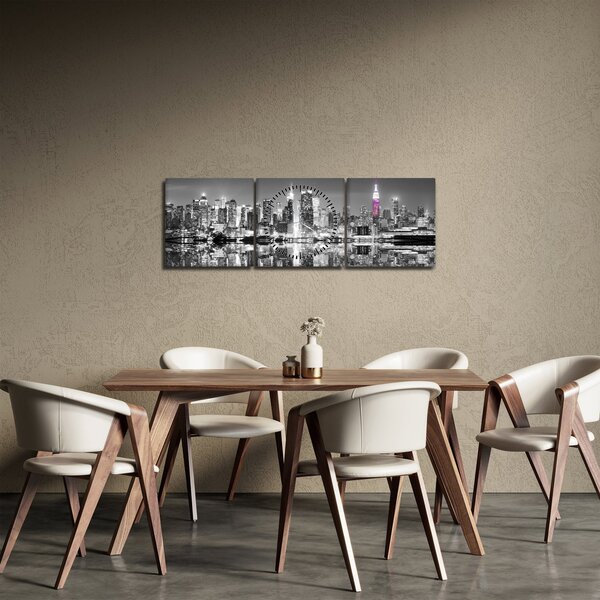 Kép - New York és a lila felhőkarcoló (órával) (90x30 cm)