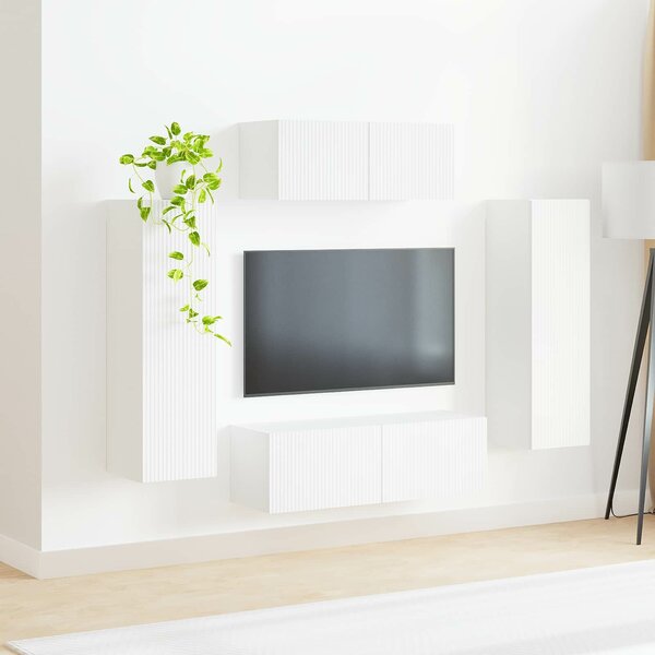 VidaXL TV szekrény garnitúra Falra szerelhető 3 pcs Fehér Faanyag