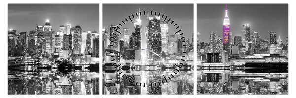 Kép - New York és a lila felhőkarcoló (órával) (90x30 cm)