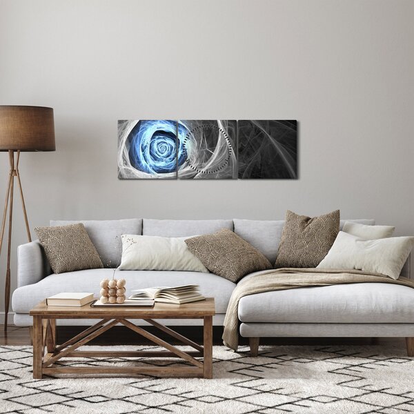 Kép - Absztrakt rózsa kék (órával) (90x30 cm)