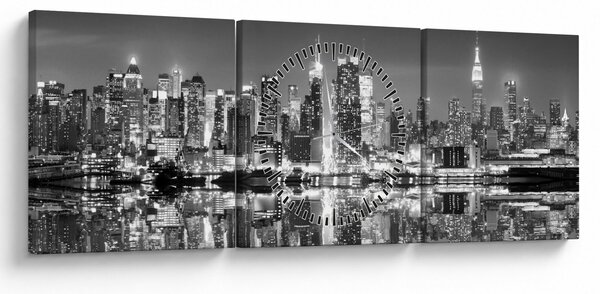 Kép - New York, fekete-fehér (órával) (90x30 cm)
