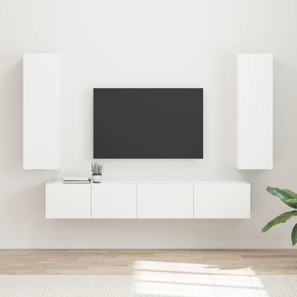 VidaXL TV szekrény garnitúra Falra szerelhető 3 pcs Fehér Faanyag