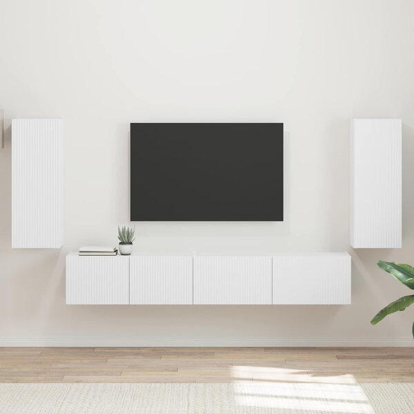 VidaXL TV szekrény garnitúra 4 db Fehér Szerelt Fa