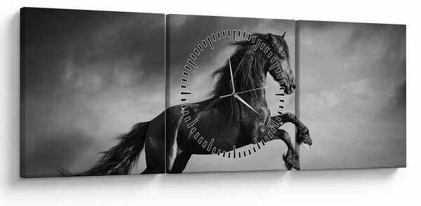 Kép - Fekete-fehér ló (órával) (90x30 cm)