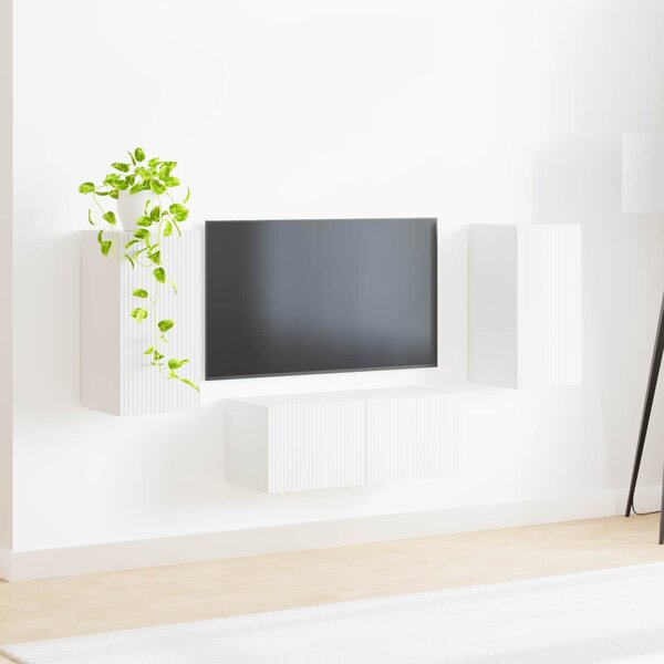 VidaXL TV szekrény garnitúra Falra szerelhető 6 pcs Fehér Faanyag