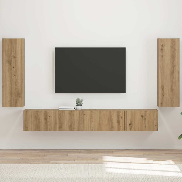VidaXL TV falit kabinet szett 4 db Artisan tölgy Szerelt Fa