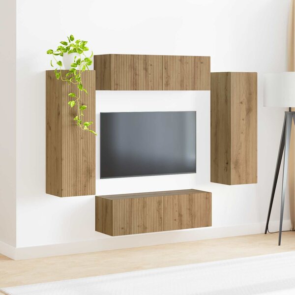 VidaXL TV falit kabinet szett 4 db Artisan tölgy Szerelt Fa