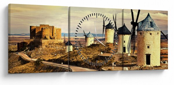 Kép - Szélmalmok (órával) (90x30 cm)
