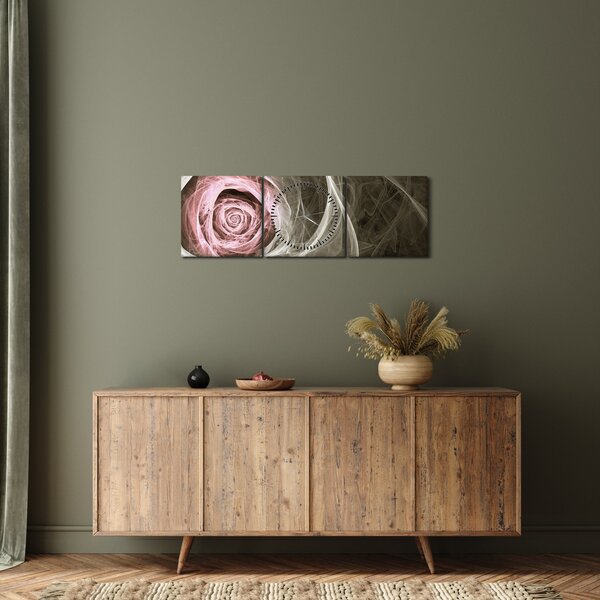Kép - Absztrakt rózsa világos rózsaszín (órával) (90x30 cm)