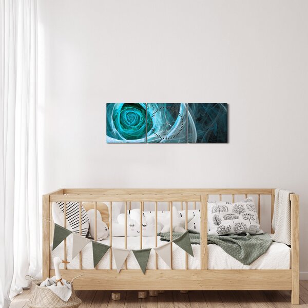Kép - Absztrakt rózsaszín kék fekete háttérrel (órával) (90x30 cm)