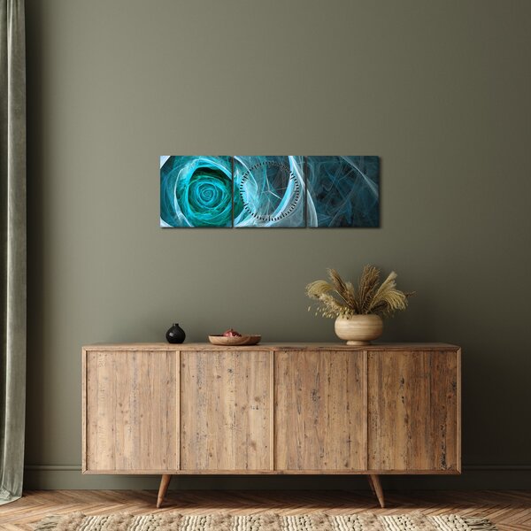 Kép - Absztrakt rózsaszín kék fekete háttérrel (órával) (90x30 cm)