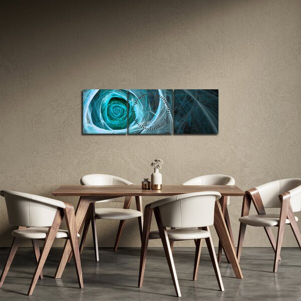 Kép - Absztrakt rózsaszín kék fekete háttérrel (órával) (90x30 cm)