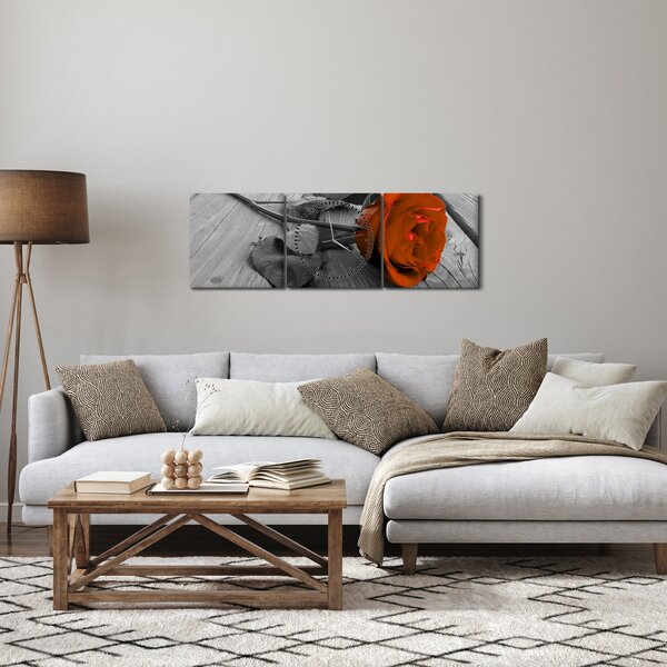 Kép - Narancs Rózsa (órával) (90x30 cm)