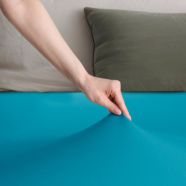 Kék gumis jersey lepedő 90x200 cm Amber – Restilo