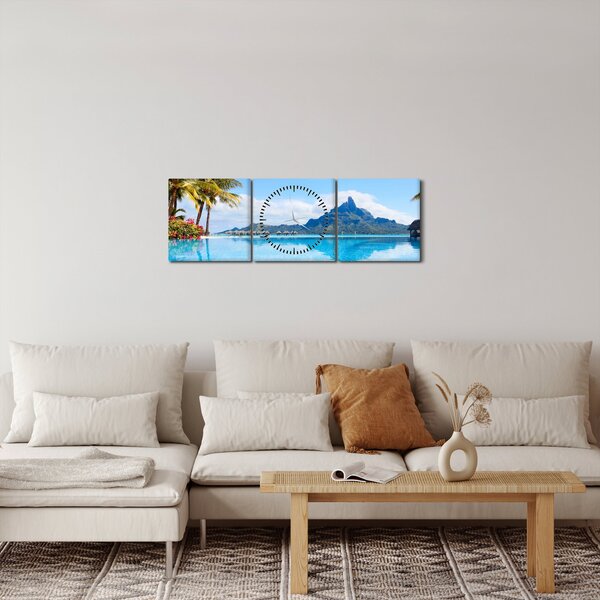 Kép - Pálmafák és strandok (órával) (90x30 cm)