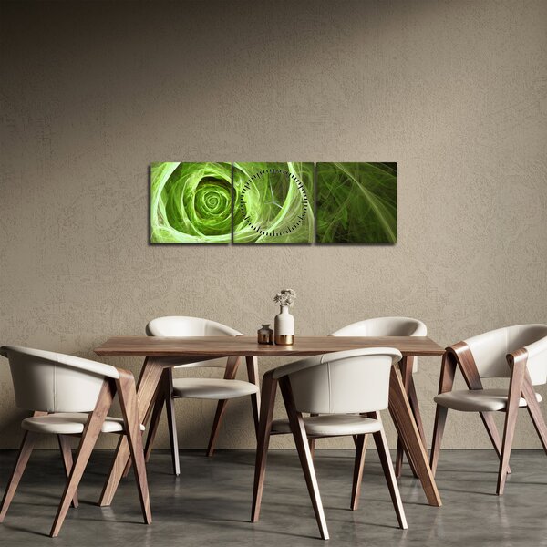 Kép - Absztrakt rózsa zöld (órával) (90x30 cm)