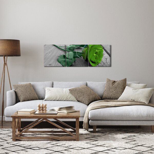 Kép - Zöld rózsa (órával) (90x30 cm)