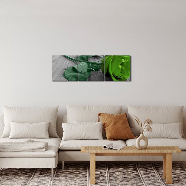Kép - Zöld rózsa (órával) (90x30 cm)