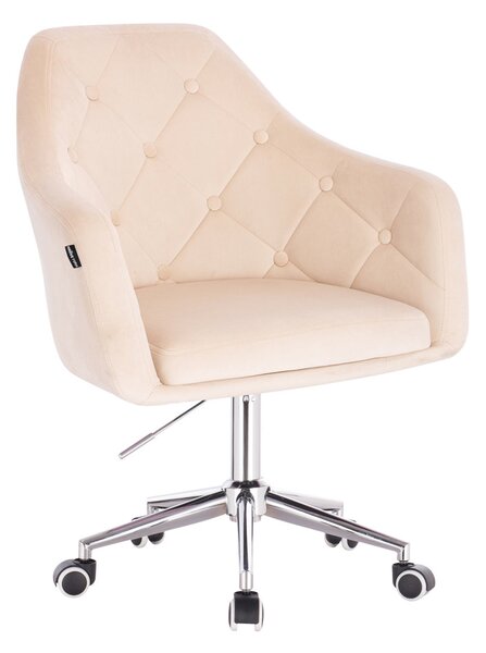 HR831K Krémszínű modern velúr szék krómozott lábbal