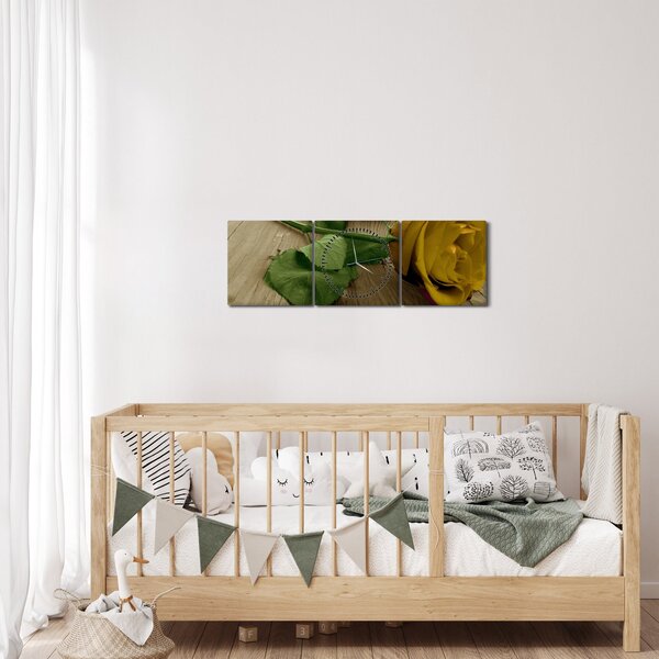 Kép - Vintage sárga rózsák (órával) (90x30 cm)