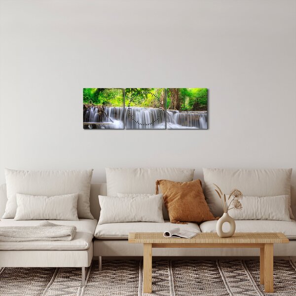 Kép - Vízesés, kék (órával) (90x30 cm)