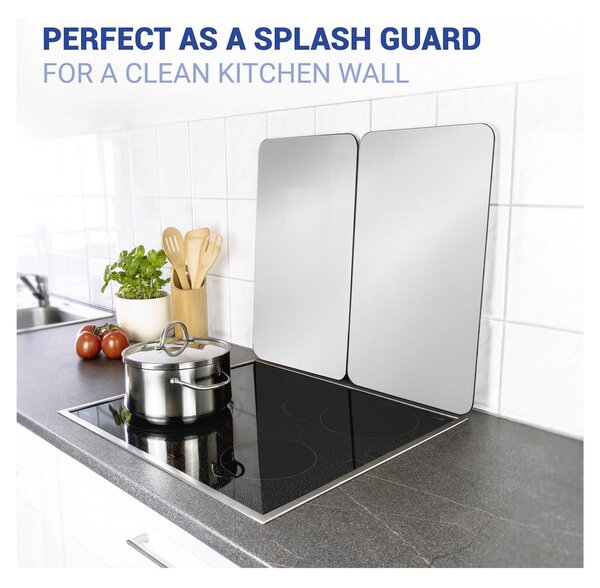 Edzett üveg tűzhely fedőlap szett 2 db-os 30x52 cm Universal Silver – Wenko