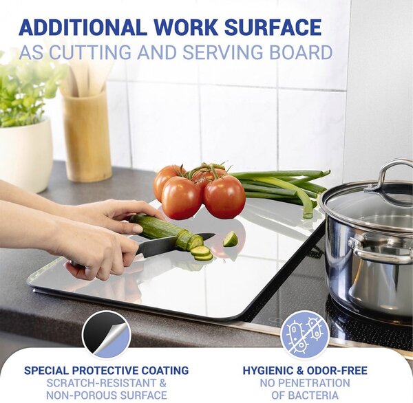 Edzett üveg tűzhely fedőlap szett 2 db-os 30x52 cm Universal Silver – Wenko
