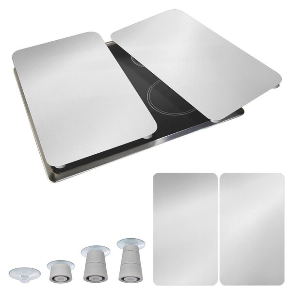 Edzett üveg tűzhely fedőlap szett 2 db-os 30x52 cm Universal Silver – Wenko