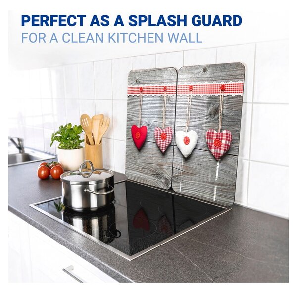 Edzett üveg tűzhely fedőlap szett 2 db-os 30x52 cm Heart – Wenko