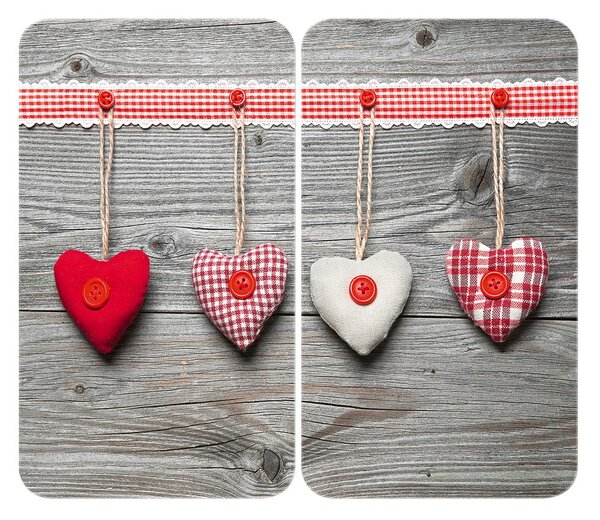 Edzett üveg tűzhely fedőlap szett 2 db-os 30x52 cm Heart – Wenko