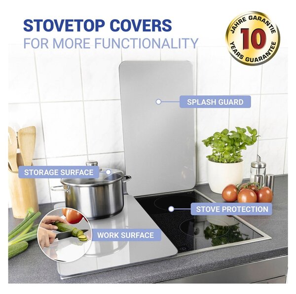 Edzett üveg tűzhely fedőlap szett 2 db-os 30x52 cm Universal Silver – Wenko