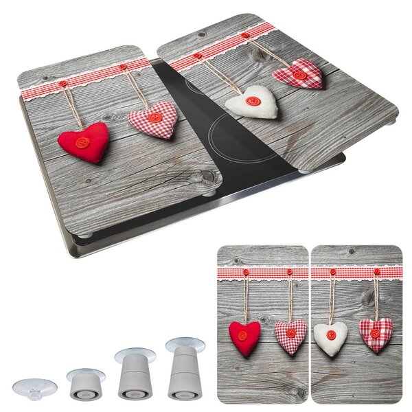 Edzett üveg tűzhely fedőlap szett 2 db-os 30x52 cm Heart – Wenko