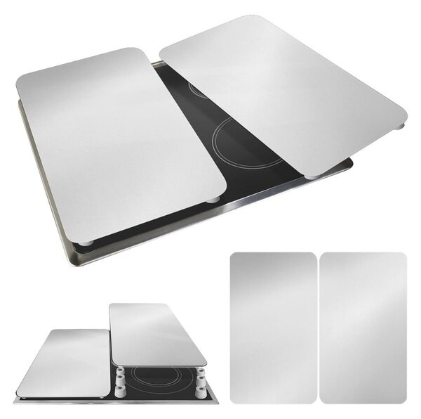 Edzett üveg tűzhely fedőlap szett 2 db-os 30x52 cm Universal Silver – Wenko