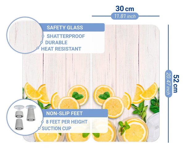 Edzett üveg tűzhely fedőlap szett 2 db-os 52x30 cm Lemons – Wenko