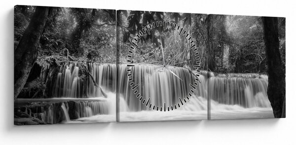 Kép - Fekete-fehér vízesés (órával) (90x30 cm)