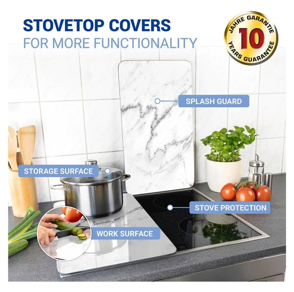 Edzett üveg tűzhely fedőlap szett 2 db-os 30x52 cm Marble – Wenko