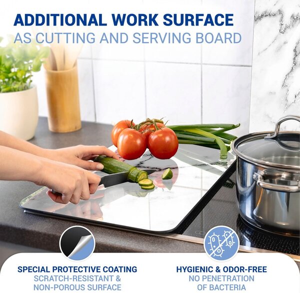 Edzett üveg tűzhely fedőlap szett 2 db-os 30x52 cm Marble – Wenko