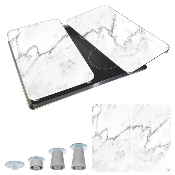 Edzett üveg tűzhely fedőlap szett 2 db-os 30x52 cm Marble – Wenko