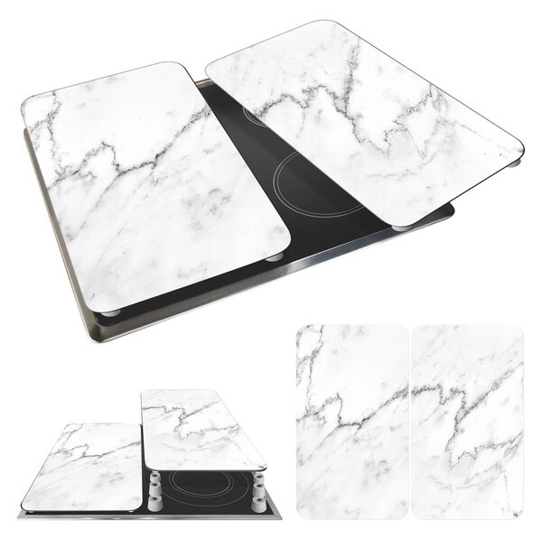 Edzett üveg tűzhely fedőlap szett 2 db-os 30x52 cm Marble – Wenko
