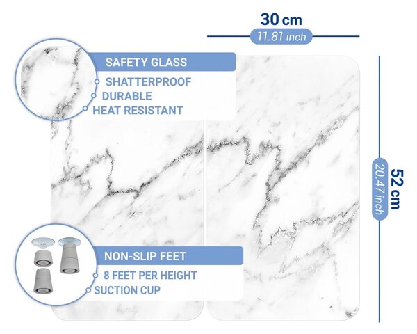 Edzett üveg tűzhely fedőlap szett 2 db-os 30x52 cm Marble – Wenko