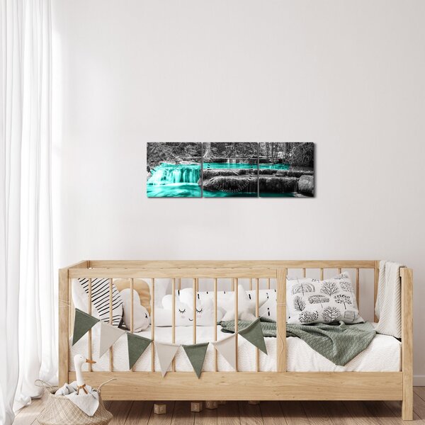 Kép - Téli folyó (órával) (90x30 cm)