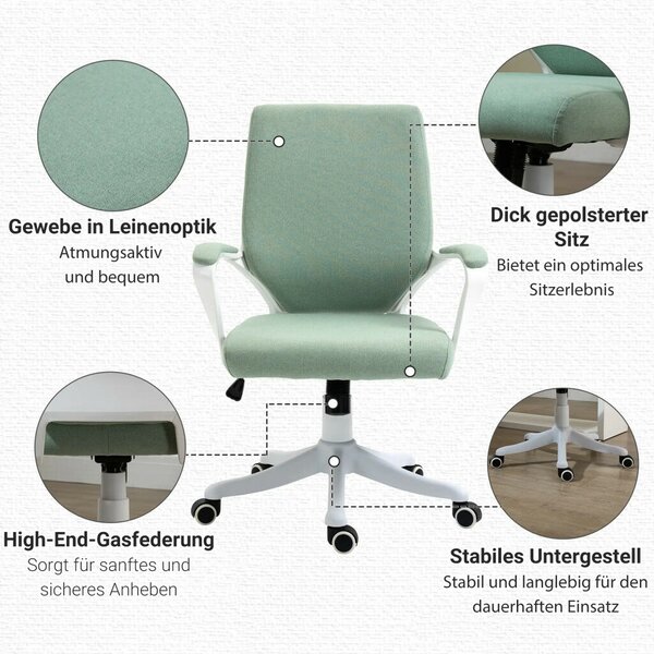 Vinsetto irodai szék, hintafunkcióval, vastagon párnázott, ergonomikus, zöld