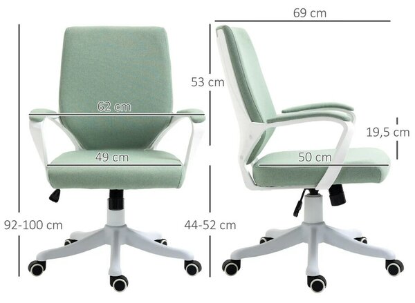 Vinsetto irodai szék, hintafunkcióval, vastagon párnázott, ergonomikus, zöld