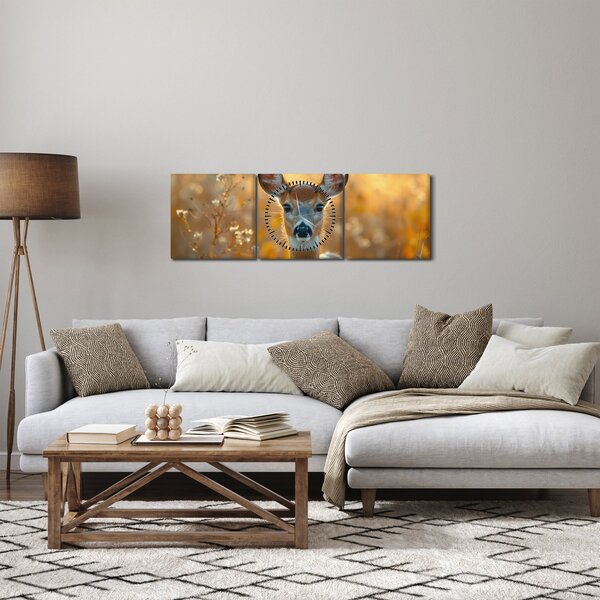 Kép - őzike (órával) (90x30 cm)