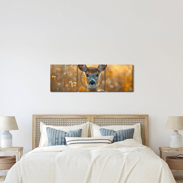 Kép - őzike (órával) (90x30 cm)