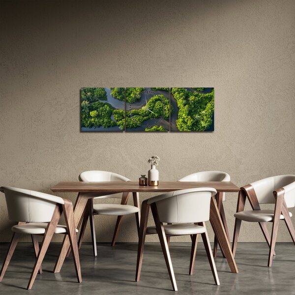 Kép - Erdei táj folyóval (órával) (90x30 cm)
