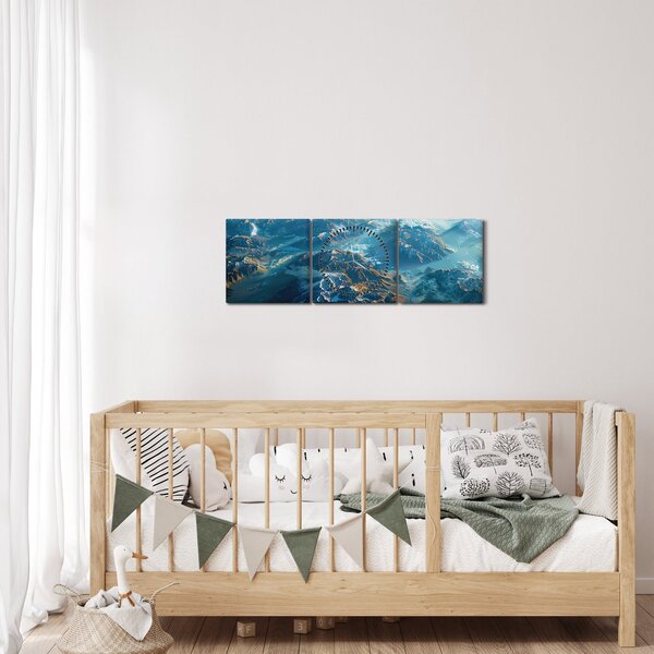 Kép - Kilátás az űrből (órával) (90x30 cm)