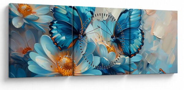Kép - Kék pillangók (órával) (90x30 cm)